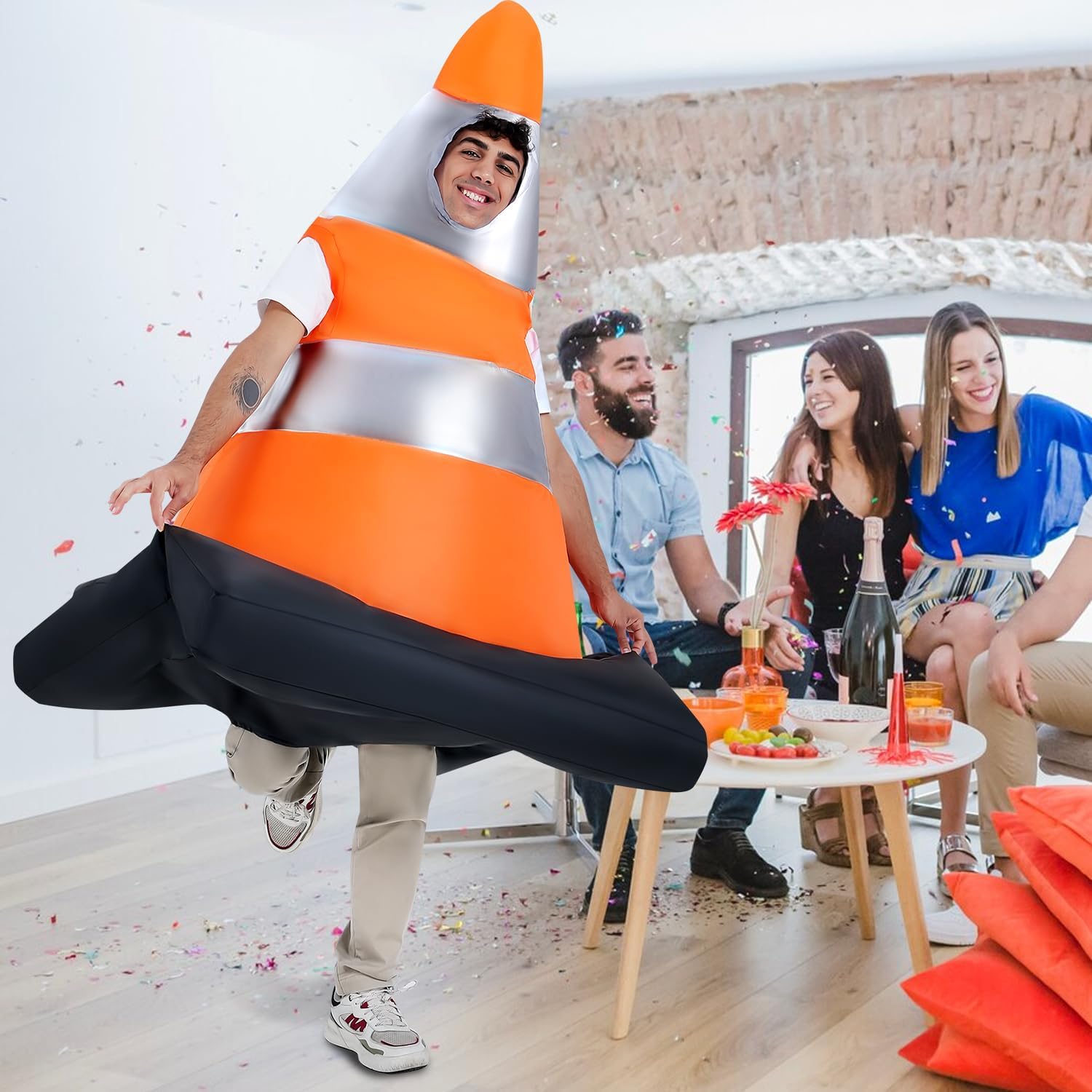 Inflatable Costume For Adults, Inflatable Traffic Cone Costume Funny Blow Up Animal Suit for Halloween - Men and Women
