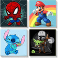 4 Pack Cartoon Paint by Number for Kids with Wooden Frame