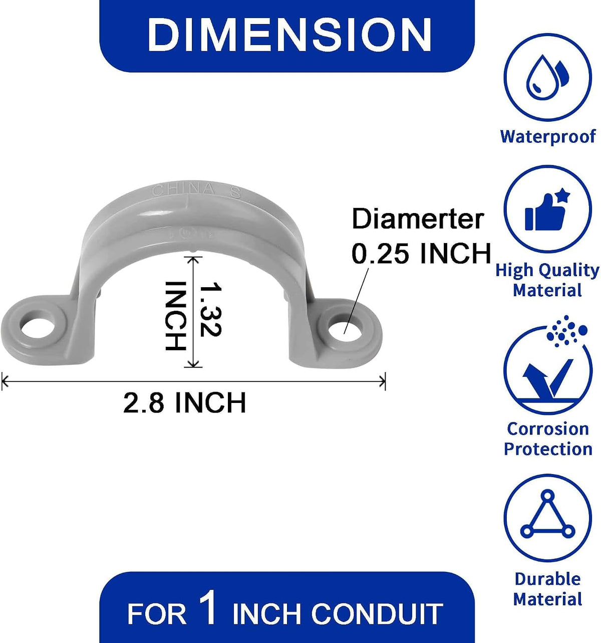 (1" Conduit Strap 30 Pack) Yariwiz 1 inch Plastic PVC Flex Electrical Conduit Strap Clamp Fittings