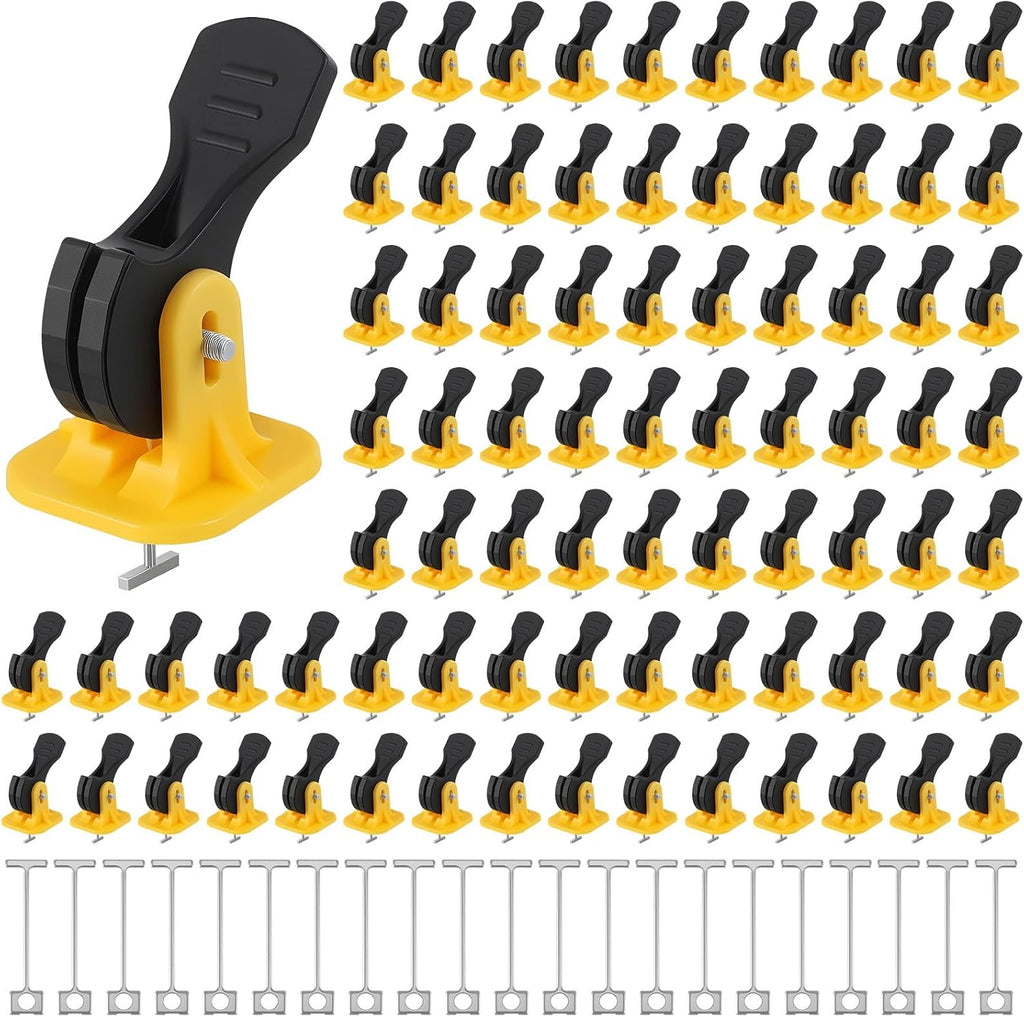 Tile Leveling System Kit 200 Reusable Tile Spacers + 200 1/16'' Replaceable Spare Steel T-pin, Leveling Clips Fit