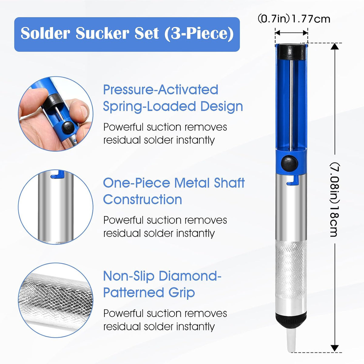 3pcs Solder Sucker Desoldering Vacuum Pump Solder Removal Tool