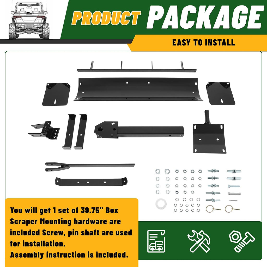 39.75" Box Scraper w/Adjustable Blade Sleeve Hitch Tow Compatible with ATV UTV Grader Lawn Tractor Attachments Behind