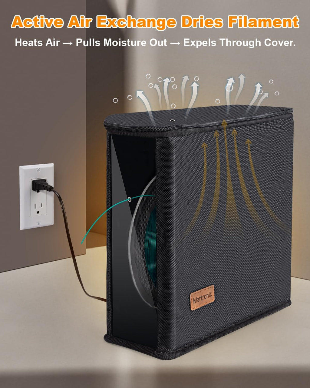 3D Printer Filament Dryer & Active Feeder | Print-While-Drying Spool Holder | 25W Continuous Silent Filament Warmer |