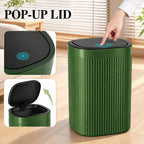 Small Bathroom Trash Can with Lid Plastic Garbage Can 2.1 Gallon Green