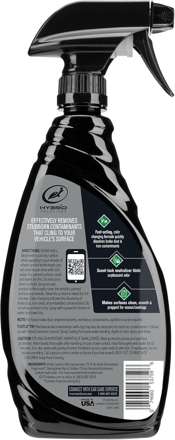 Hybrid Solutions Iron Remover & Wheel Cleaner, 23 oz. (1 Pack) | Rapid Decon Removes Dirt, Iron & Brake Dust, pH