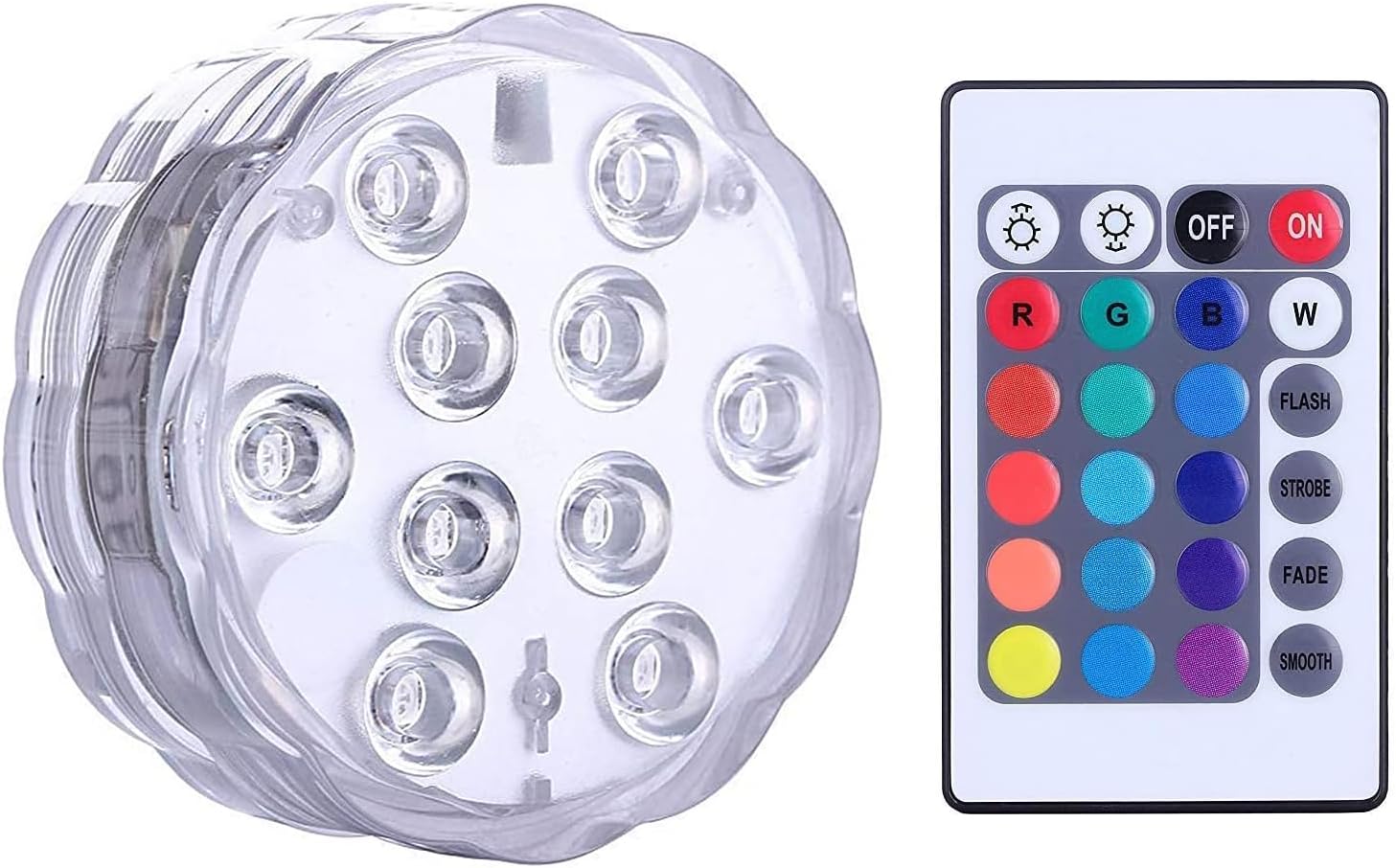 Submersible Pool Light w/Remote, 1-Pack IP68 Waterproof Battery Powered LED | RGB 16 Colors Changing Dimmable