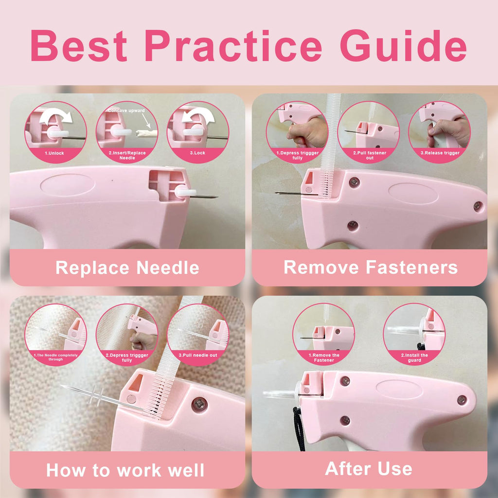 Stitch Gun for Clothes -Handheld Stitch Quick Clothing Fixer - Mini Tag Gun - Includes 6 Fine Needles, 2000 Fasteners