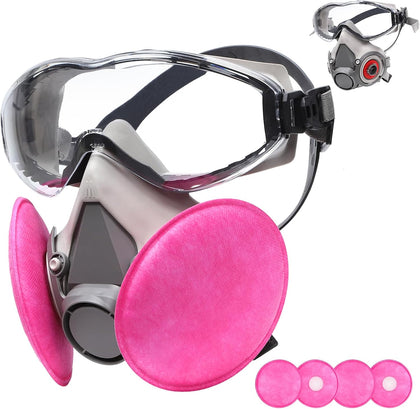 Reusable Respirator Mask with Goggles，Dust Mask with Filters for Sanding | Respirator mask with Filters for Wood