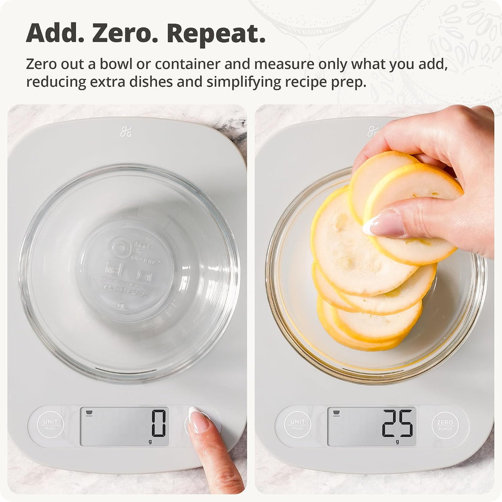 Food Scale, Slim & Compact Build, 1g Precision (Ash Gray)