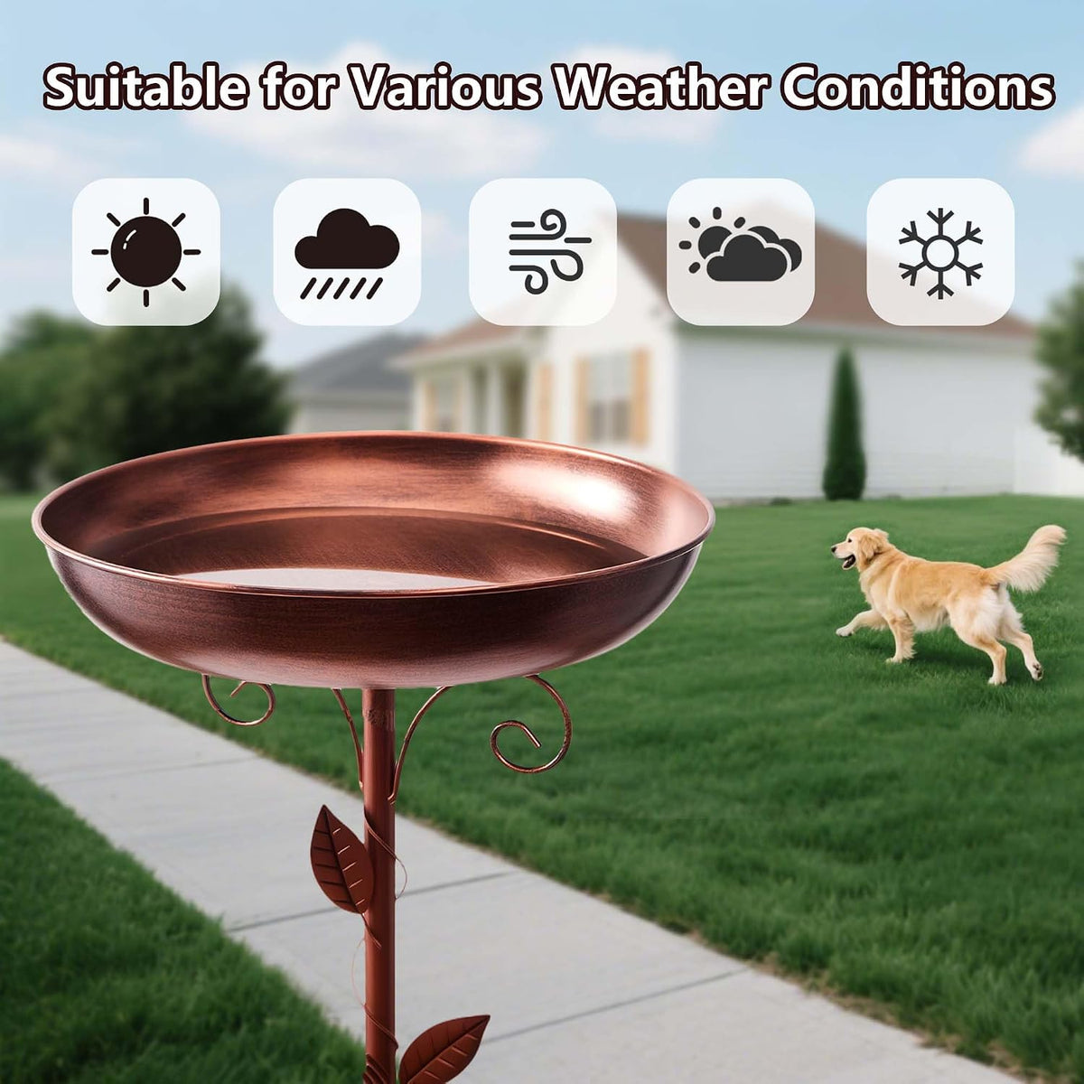 Metal Bird Bath for Outside,Outdoor 40'' Tall Removable Bowl