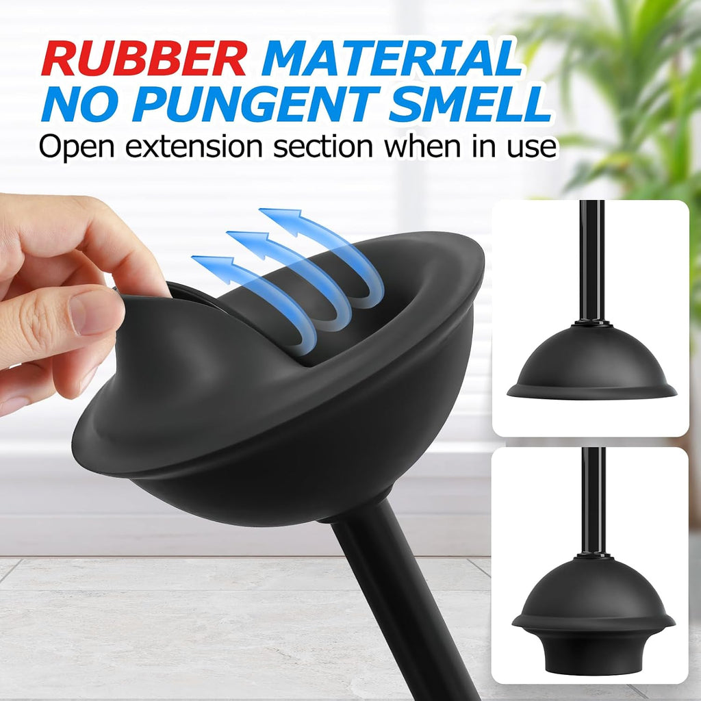 2IN1 Toilet Brush and Plunger Set, 3Pack Extended Handle Combo | Black bathroom accessories, bathroom decor