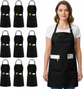 Bib Aprons 10 Pack Adjustable With 2 Pockets 100% Polyester