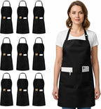Bib Aprons 10 Pack Adjustable With 2 Pockets 100% Polyester