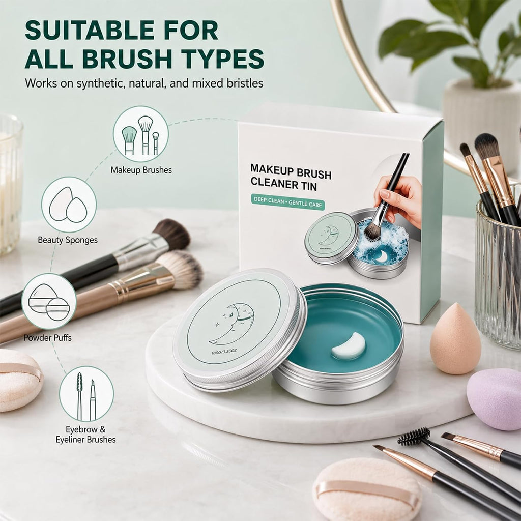 Moon‑Shaped Makeup Brush Cleaning Solid Soap, Efficient Removes Makeup Residues, Gentle Cleanser for Makeup Brushes