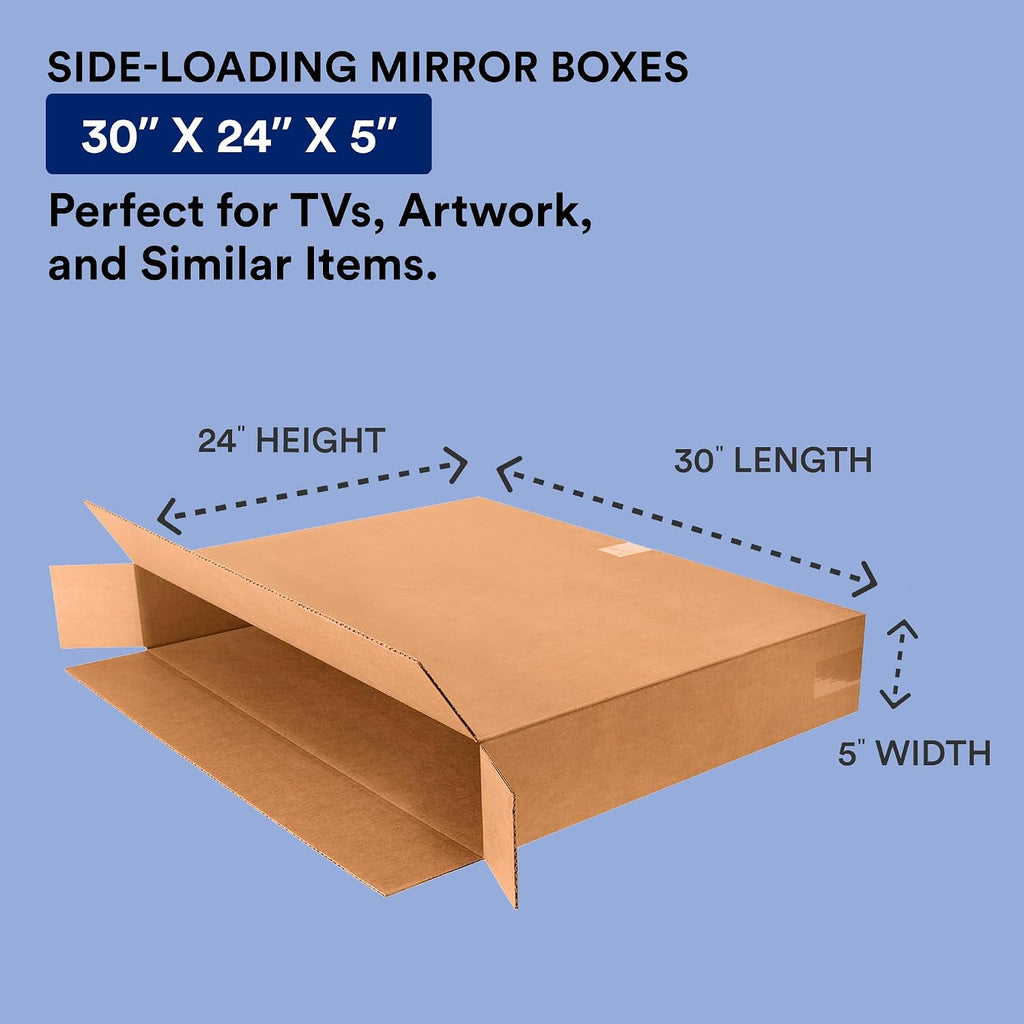 Moving Boxes, 30"L x 5"W x 24"H 10-Pack Large Side Loading Corrugated Cardboard Box for Packing, Shipping and Storage
