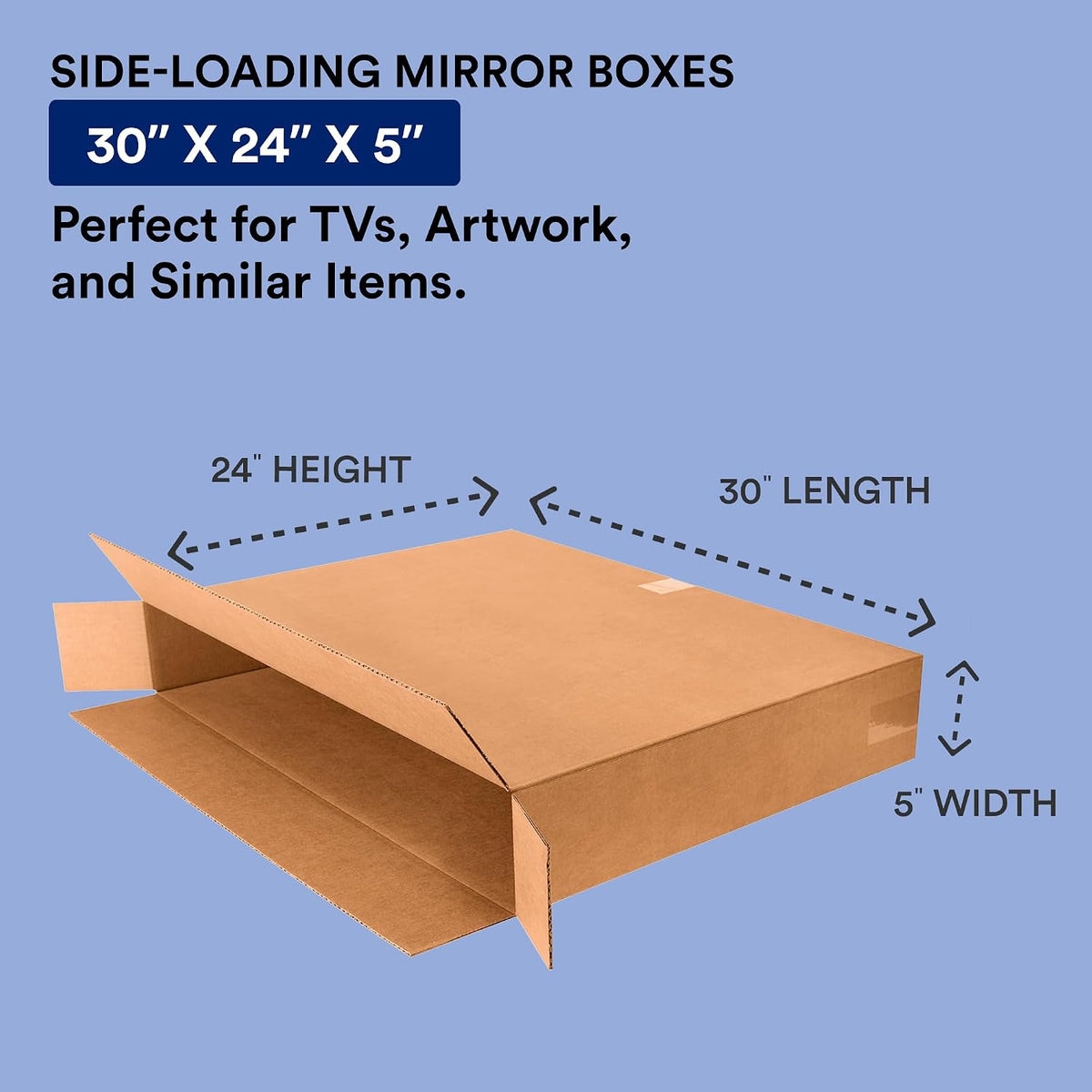 Moving Boxes, 30"L x 5"W x 24"H 10-Pack Large Side Loading Corrugated Cardboard Box for Packing, Shipping and Storage