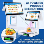 15.6" Commercial POS Cash Register Scale with Integrated Printer, Touchscreen, Barcode Scanner