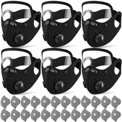 6 Pcs Reusable Dust Mask with Carbon Filters, Pure Black