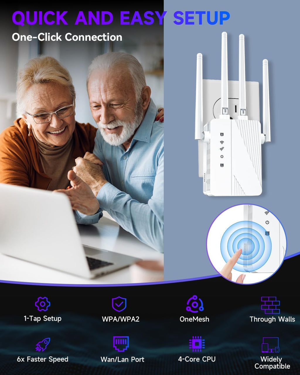 2026 WiFi Extender Signal Booster, Longest Range up to 15000 sq.ft for Home, Wireless Internet Extender with Ethernet