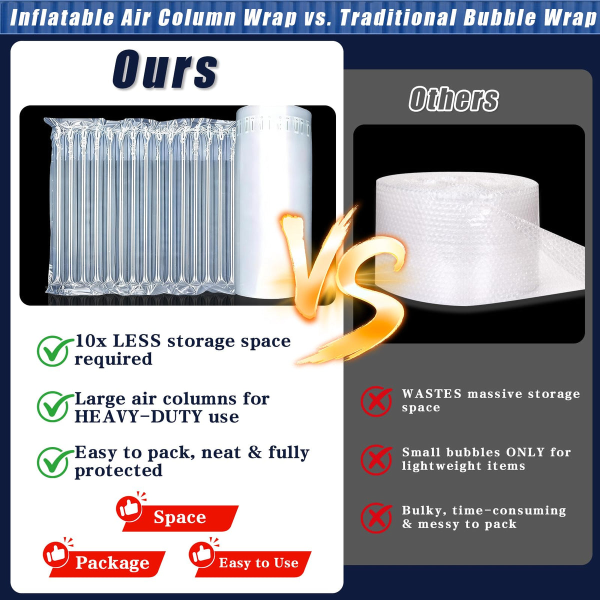 Extra Thick Bubble Wrap,7.87” x 164 ft Air Pillows For Shipping