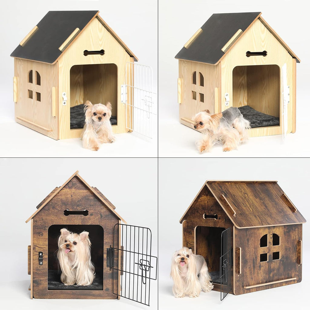 RYpetmia Indoor Dog House for Small Dogs & Cats, Wooden Pet House