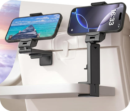 Airplane Phone Holder Mount Universal in Flight Hands Free Viewing with Multi-Directional Dual 360 Degree Rotation