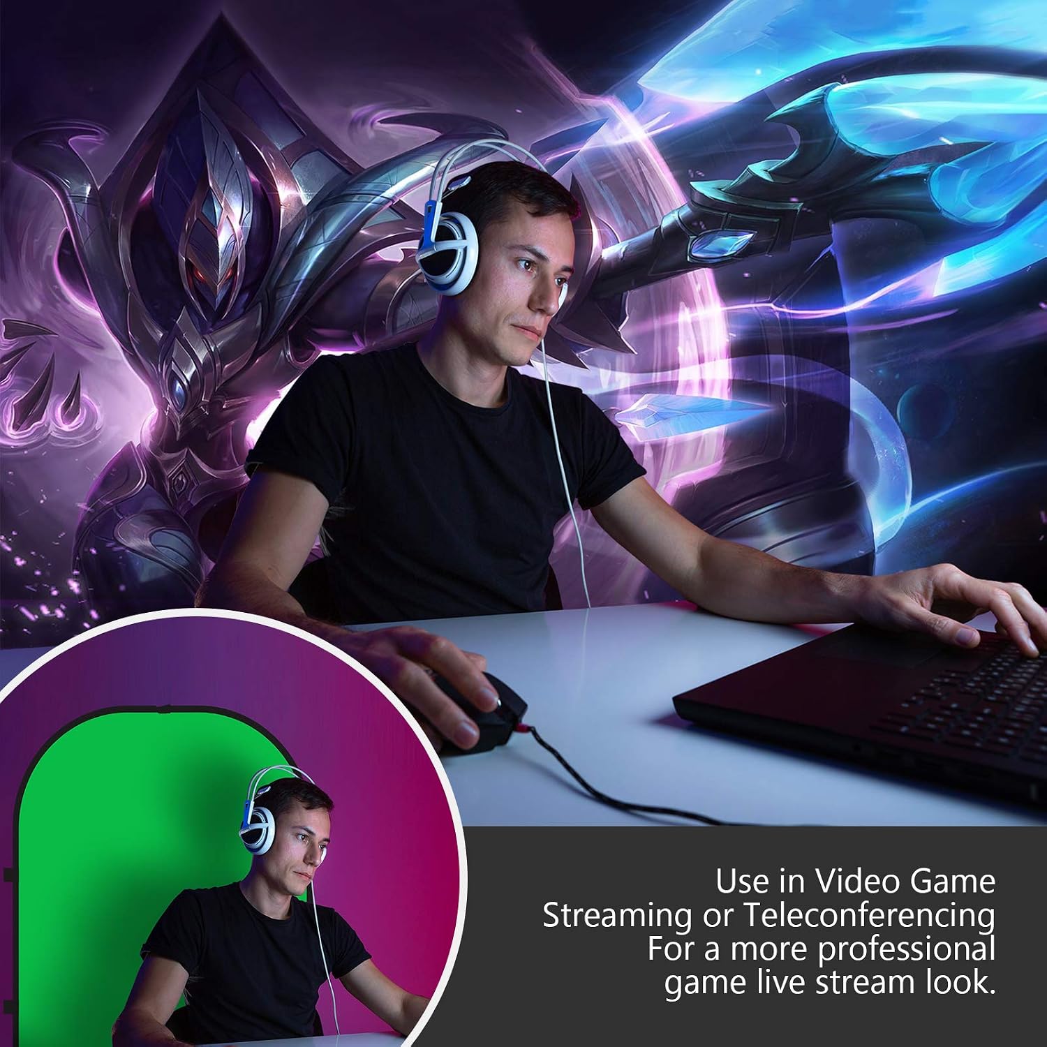 Chromakey Backdrops, Double Sided Green Screen and Blue Screen, 2 in 1 Collapsible and Reversible Background for
