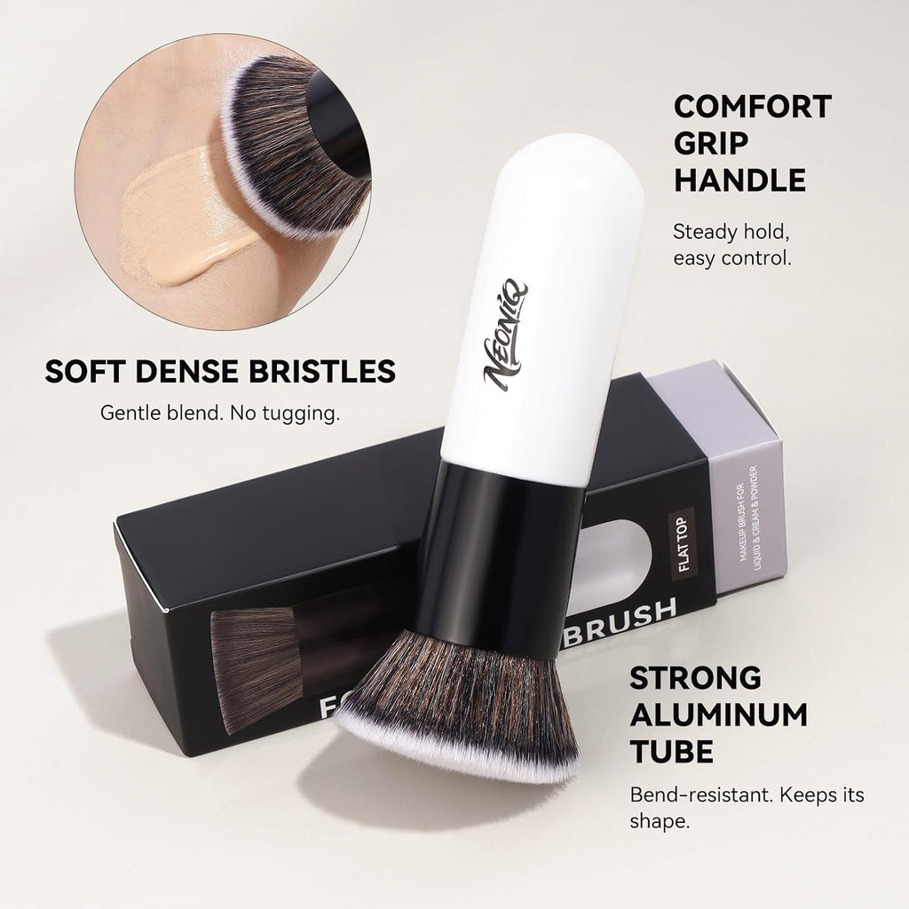 Premium Flat Top Kabuki Foundation Brush for Liquid Cream Powder