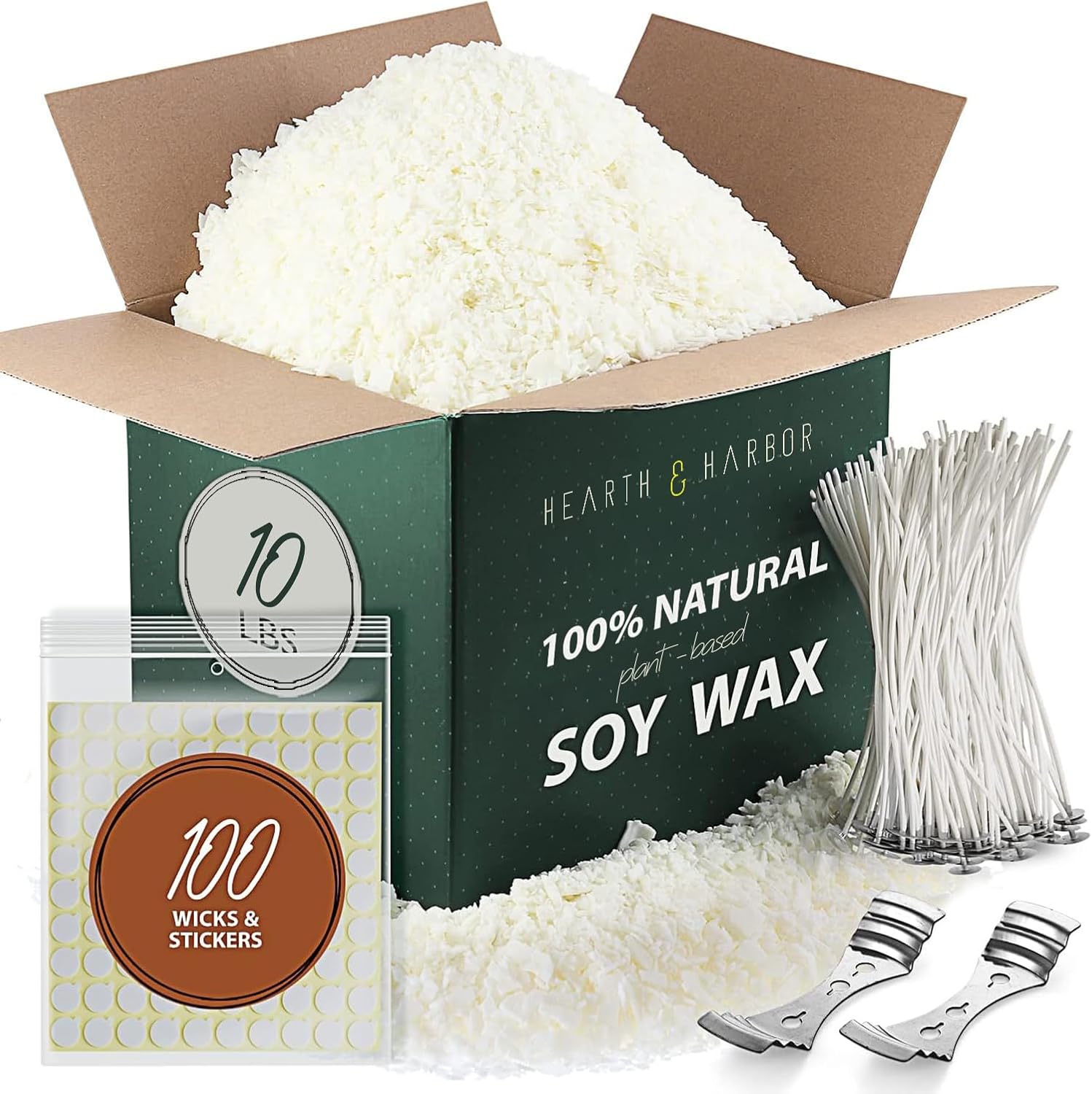 Organic Soy Candle Wax for Candle Making, 10 lbs Natural Candles Making Supplies, Beeswax-Free, Paraffin-Free, Pure