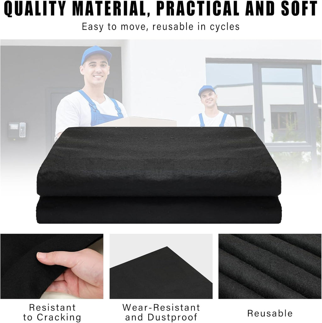 2 Pcs 80" X 144" Extra Large Moving Blankets Heavy Duty, Black