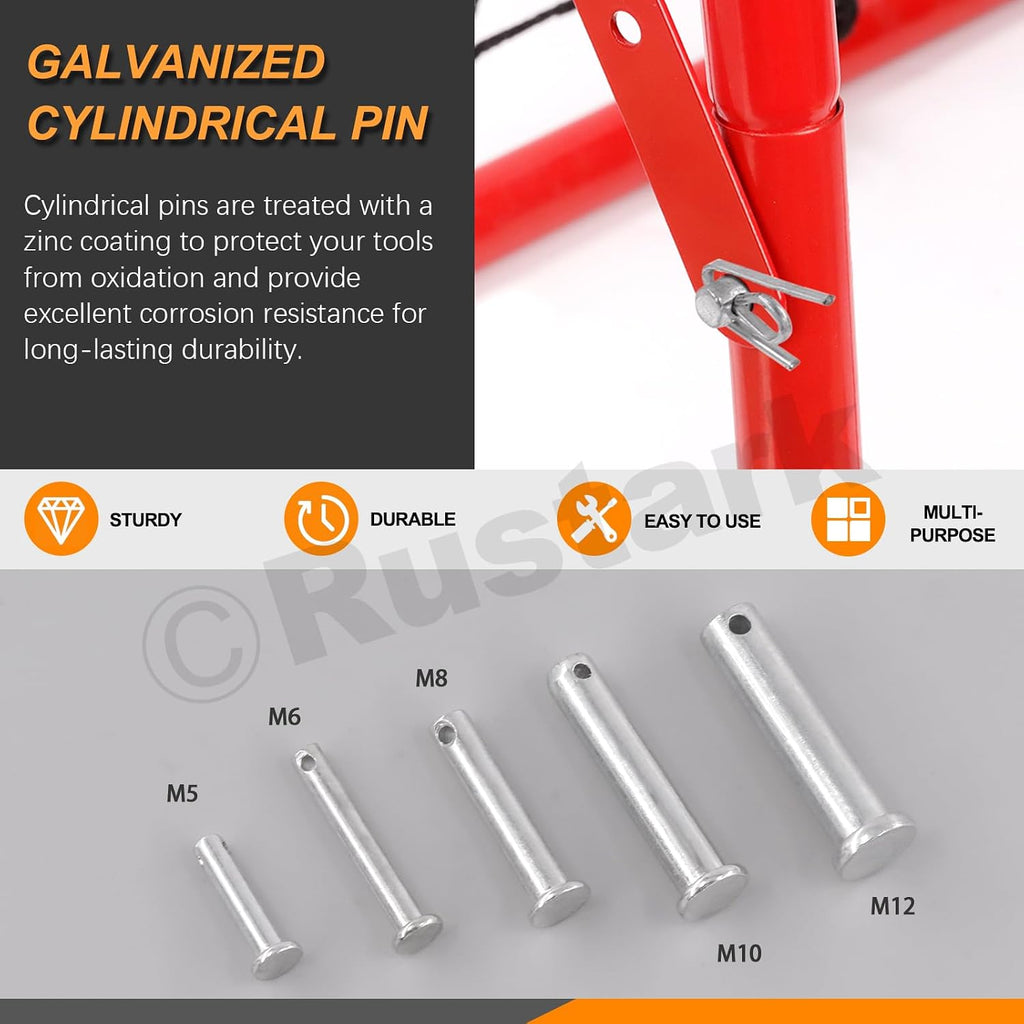 51Pcs 18 Sizes M5 M6 M8 M10 M12 Flat Head Single Hole Clevis Pins Assortment Kit Flat Head Fastener Pins T Shape Round Pin Link Hinge Pin Single Hole Clevis Pin for Auto