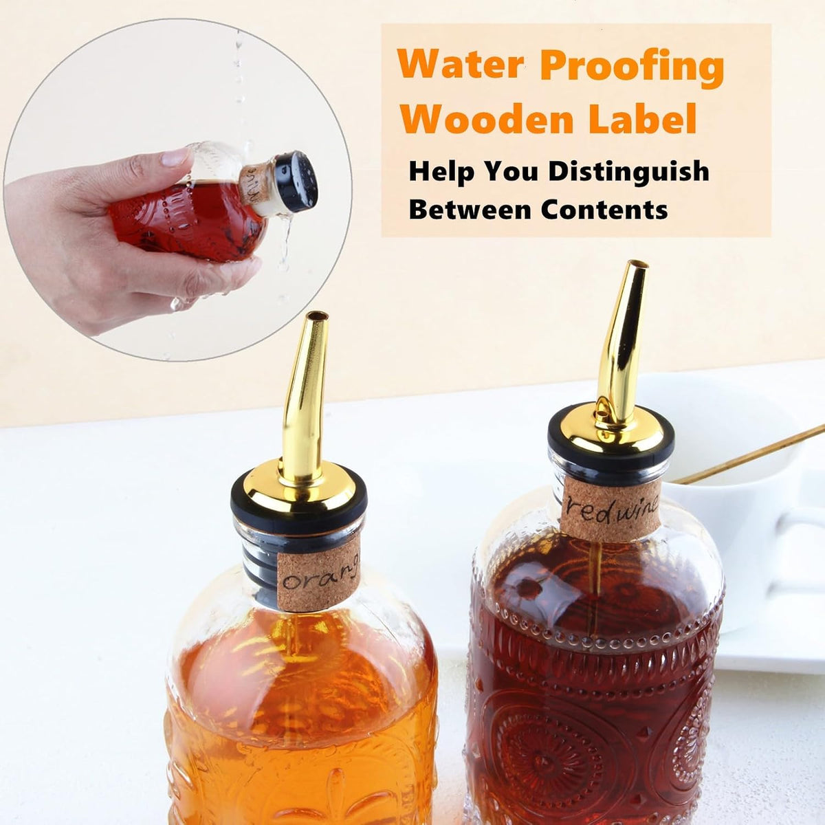 Coffee Syrup Dispenser Bottles Set 2 Pack 7 OZ Simple Small Syrup Bottles Set with Metal Pour Spout Ideal for Coffee