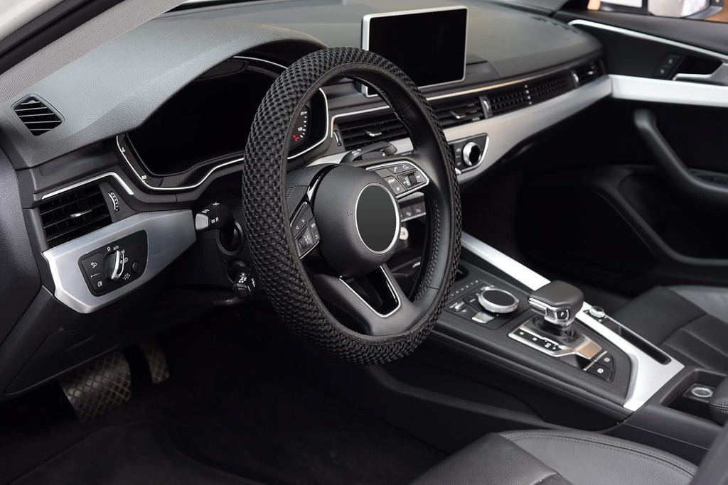 Elastic Stretch Steering Wheel Cover,Warm in Winter and Cool in Summer, Universal 15 inch, Microfiber Breathable Ice