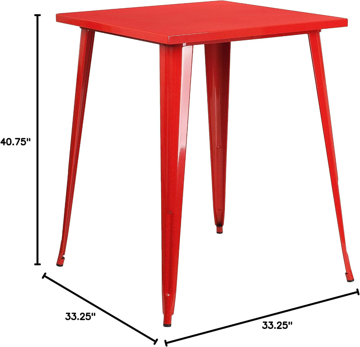 31.5" Sq Red Metal Bar Height Table