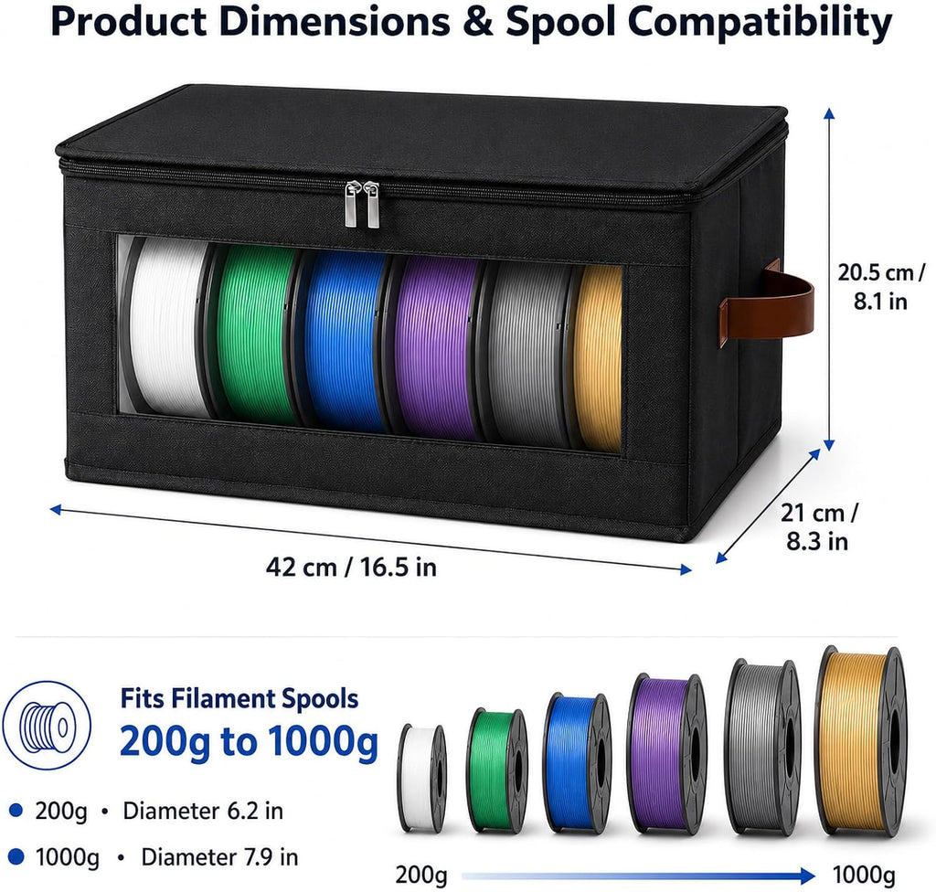 3D Printer Filament Storage for PLA/PETG Dry Box Holds Up to 24 1KG Spools | Foldable Filament Organizer with Clear