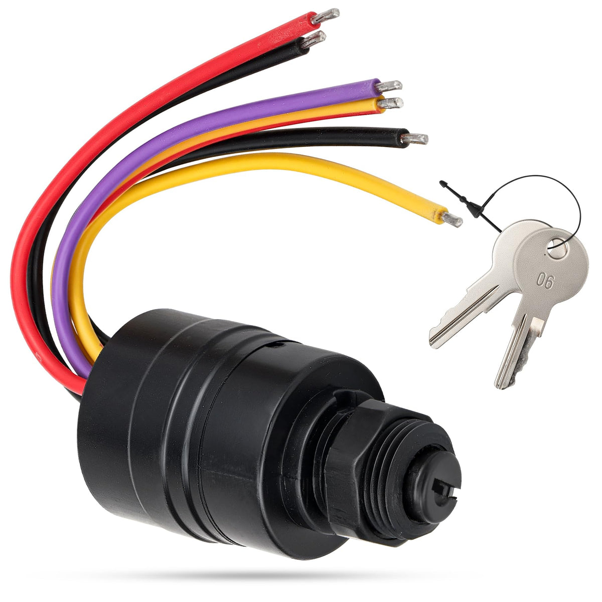 Try-H 87-88107A5 Boat Ignition Switch with 2 Keys 6 Wire Connectors
