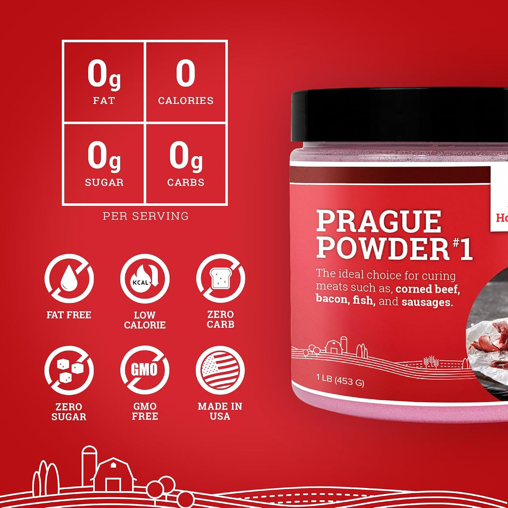 Meat Lover's Bundle, Prague Powder No. 1 Pink Curing Salt 1LB (Pack of 1), Hickory Smoke Powder 8oz (Pack of 1)