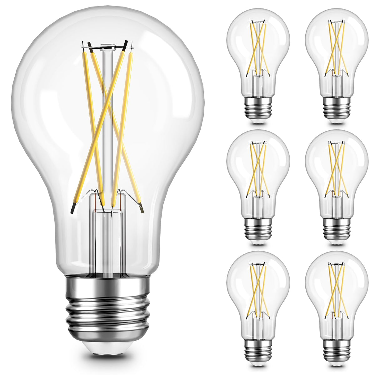 A19 Vintage Dimmable LED Light Bulbs, E26 Base 60W Equivalent, 6 Pack