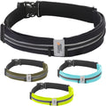 Running Belt for Women and Men, Waterproof Phone Holder for Running, Reflective 2-Pocket Waist Pack for Storing