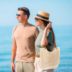 Crochet Beach Bag Summer Purse Boho Small Tote for Women, Beige