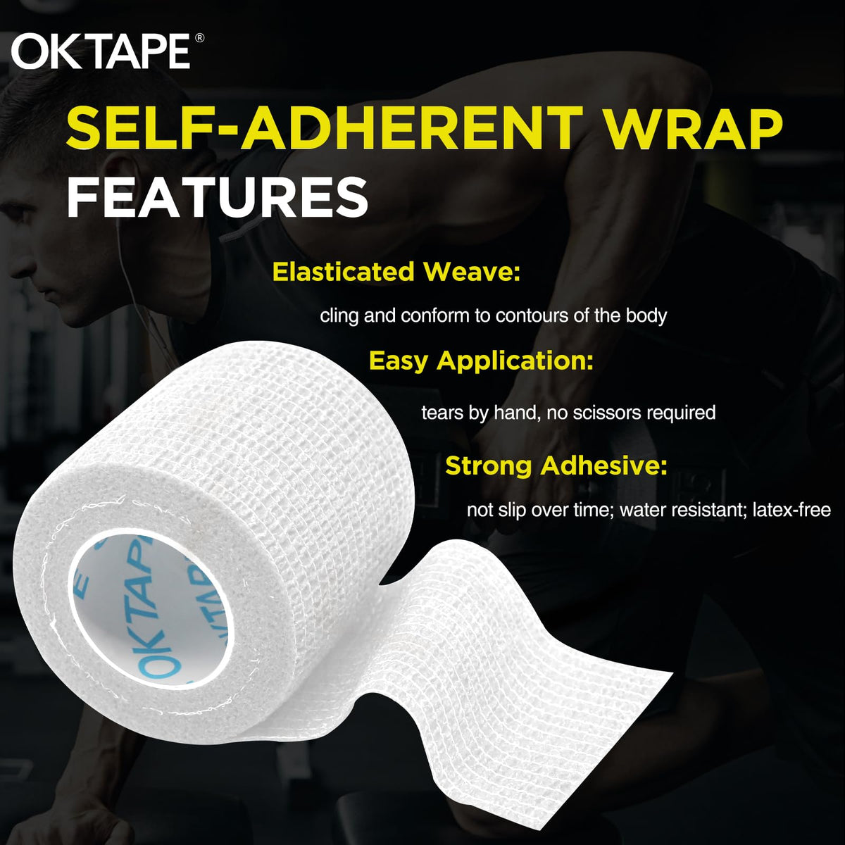 12 Rolls Self Adhesive Bandage Wrap, Cohesive Elastic Athletic Tape