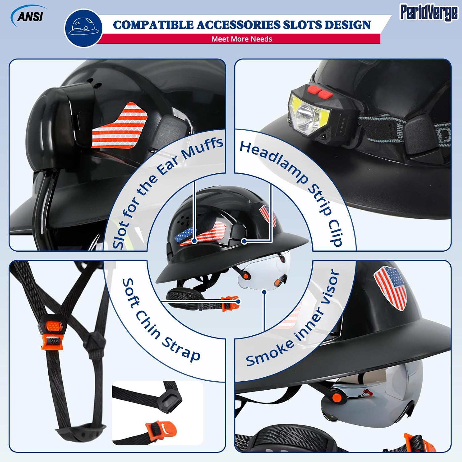 Full Brim Hard Hats Construction OSHA Approved with Visor and Ear Protection - Construction Worker Hat with Neck Gaiter