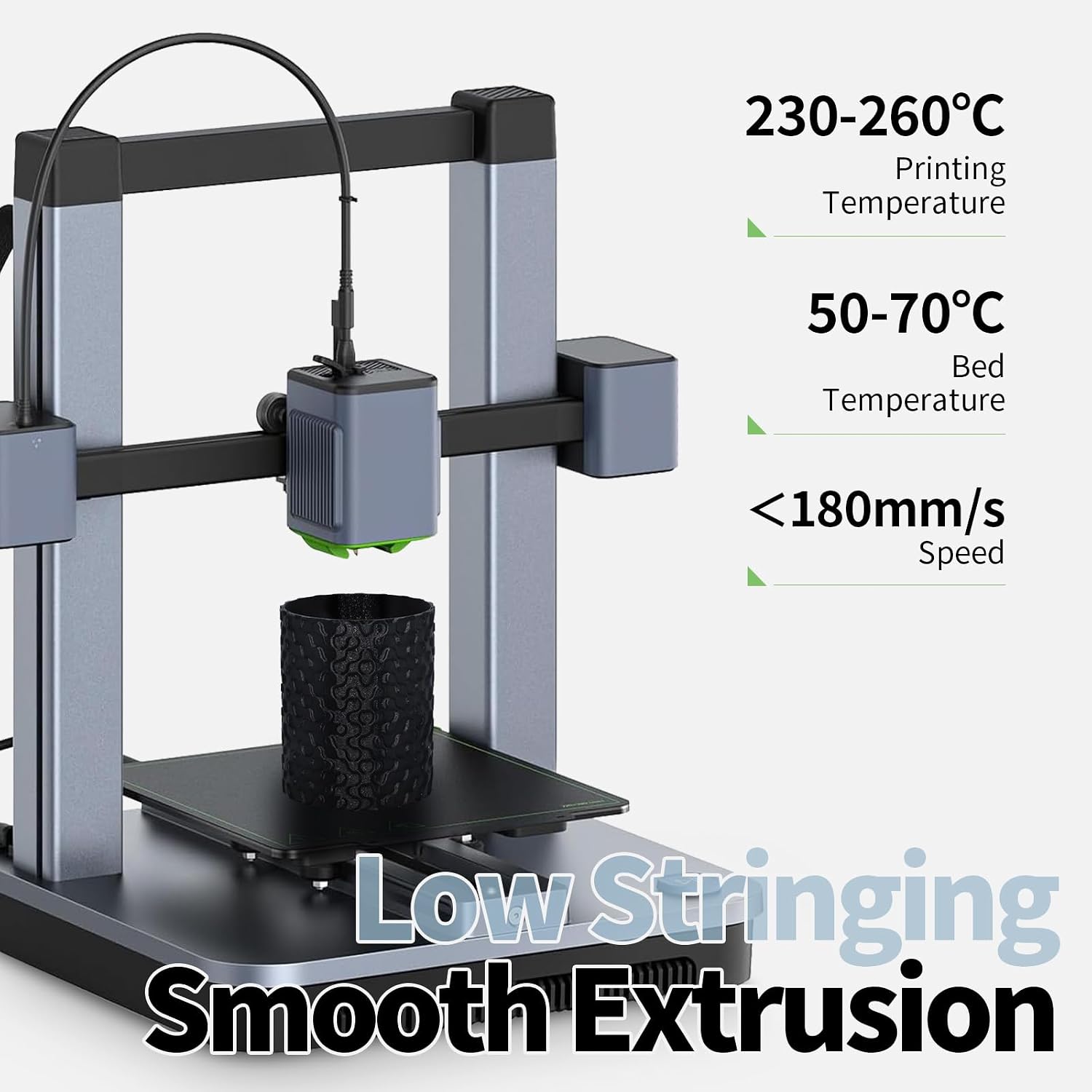 PETG Filament 1.75mm Black 1kg, 3D Printer Filament | PETG filament 1kg (2.2lbs), high strength, low stringing, layer