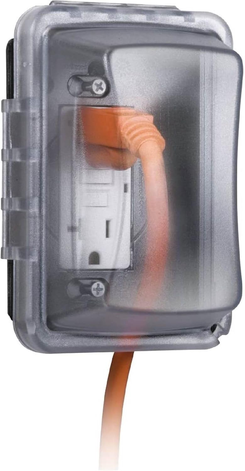 1-Gang Weatherproof In-Use Outdoor Electrical Outlet Cover, Clear