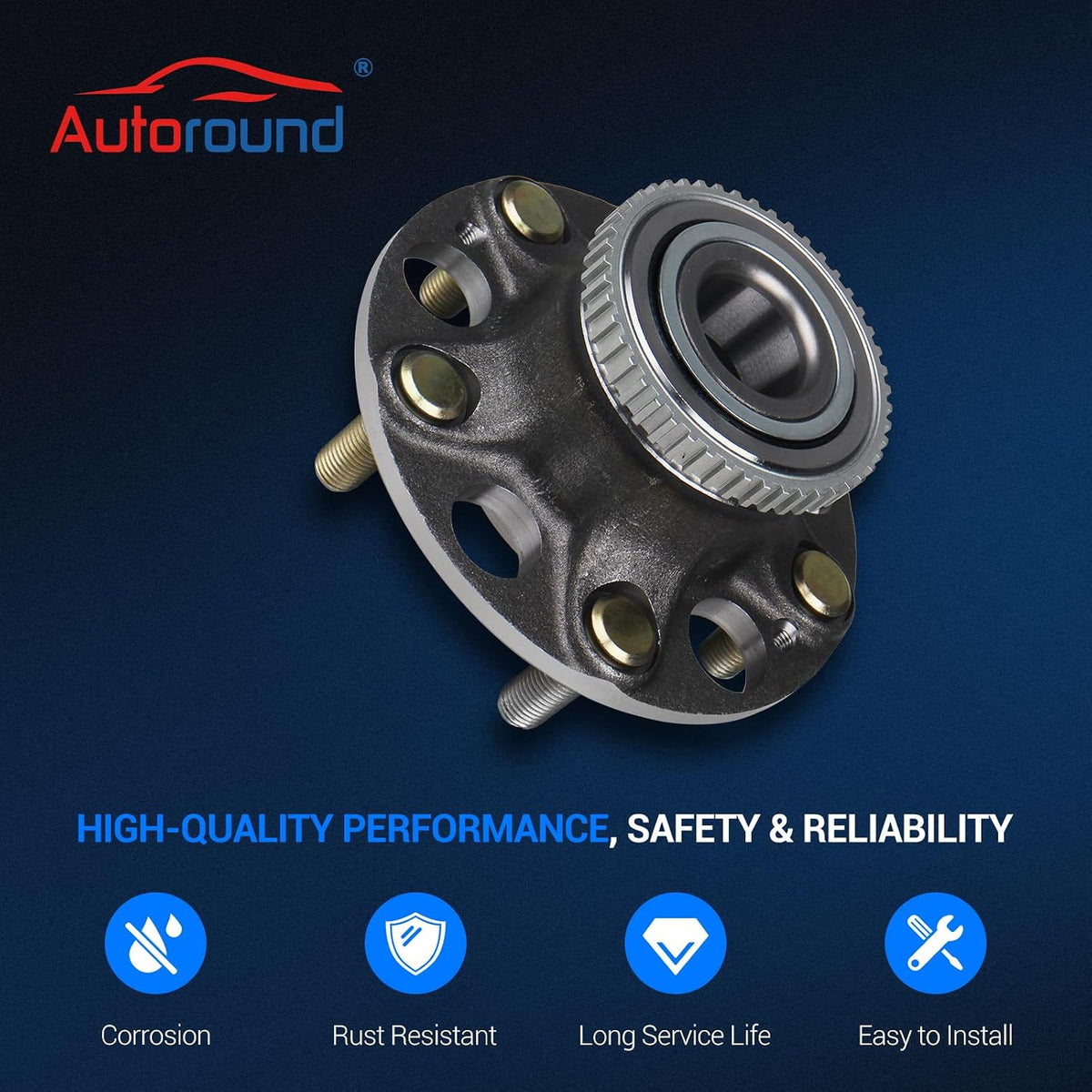 Autoround 512188 Rear Wheel Hub and Bearing Assembly Replacement for 2004-2008 Acura TL, 2003-2007 Honda Accord 5 Lug Pair