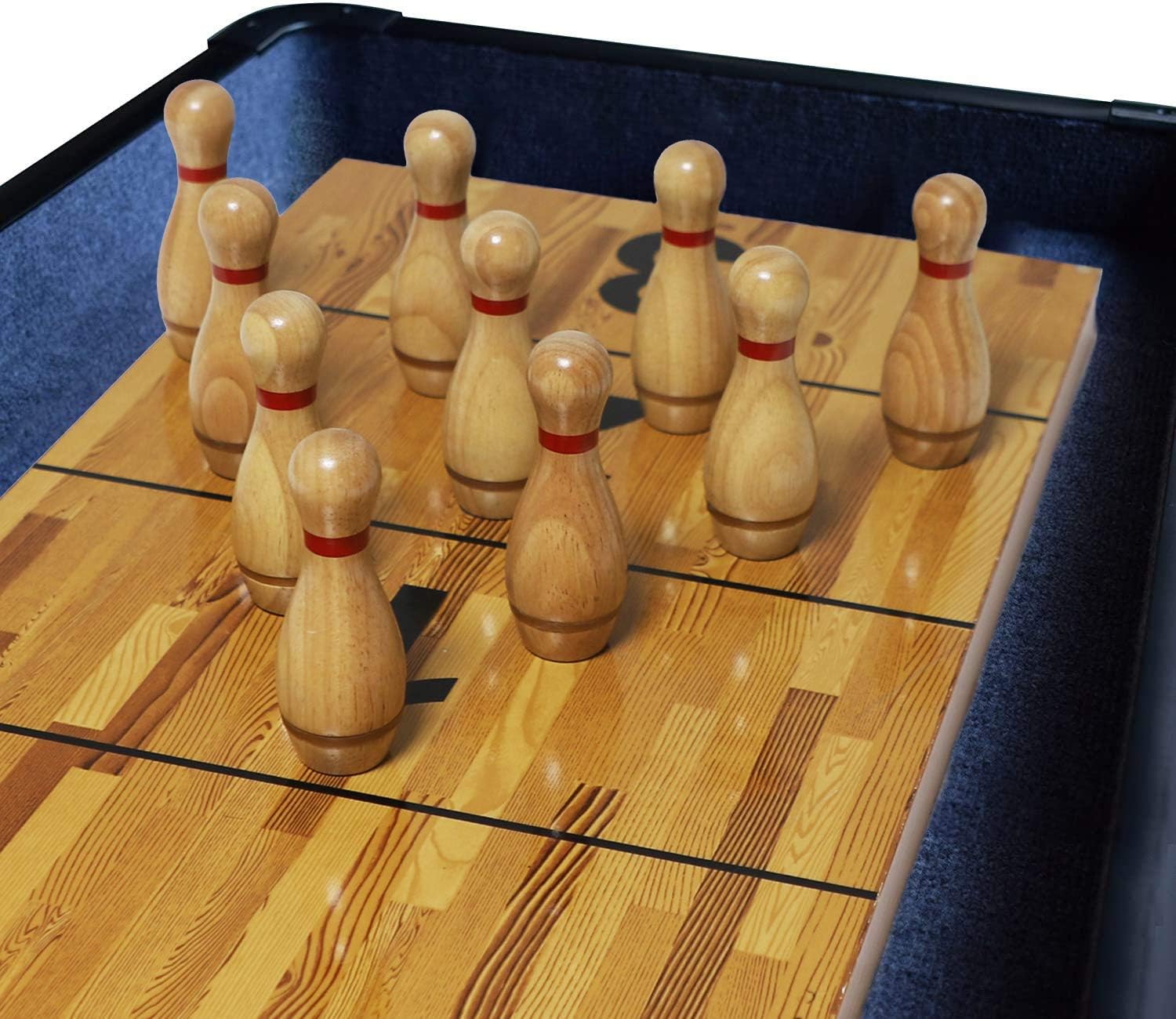 Shuffleboard Bowling Pin Set with 10 Pcs Premium Hardwood Bowling Pins Durabel Triangular Pinsetter Resin Bowling