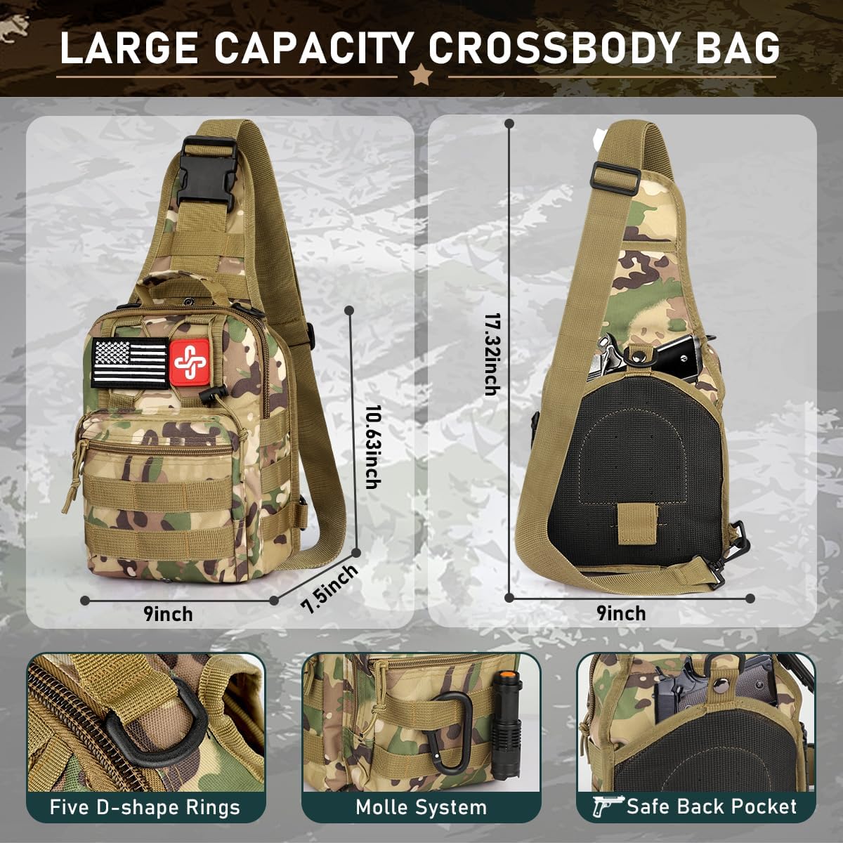 Survival Kit, 262Pcs Survival Gear and Supplies with First Aid Kit Pouch and Crossbody Bag, Emergency Kit with Tent