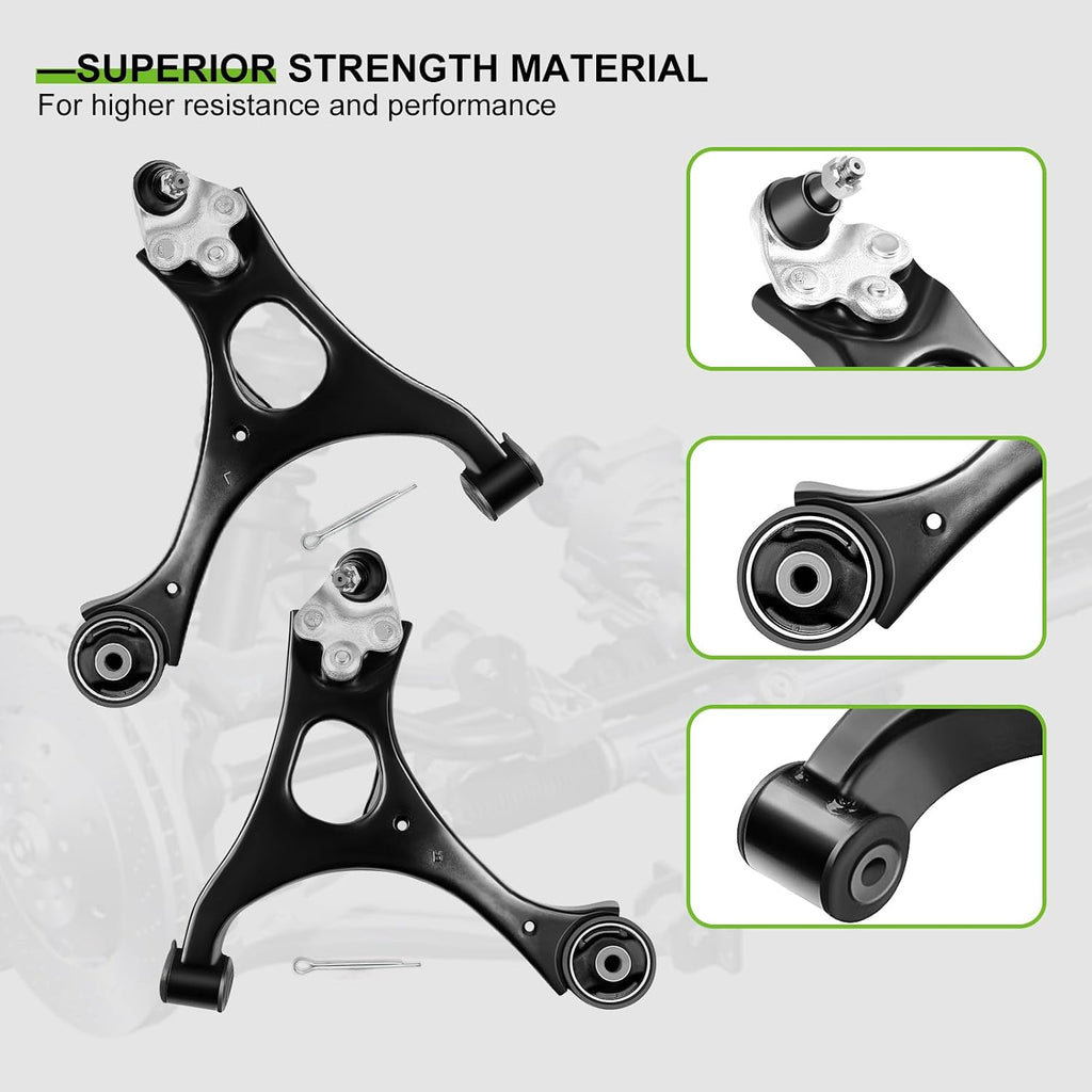 SCITOO 8pcs Front Suspension Kit Lower Control Arm And Ball Joint Sway Bar Links Outer Inner Tie Rod End Links Fit for Honda Civic 2006 2007 2008 2009 2010 2011 Coupe Sedan 1.8L
