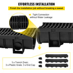Trench Drain System Channel Drain 5.9x5.1-Inch HDPE Drainage Trench