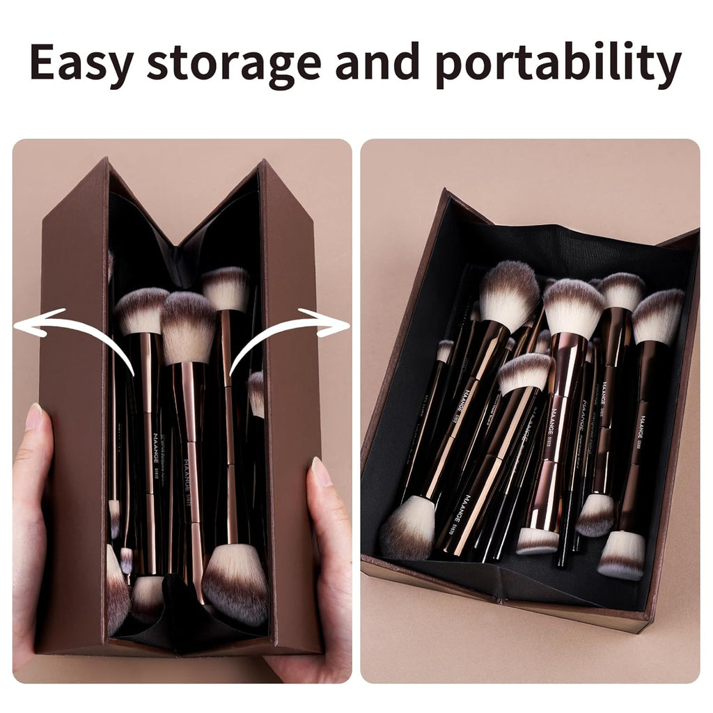 20 Pcs Makeup Brushes with Gift Box, Double-End Multi-functional Makeup Brushes for Blending Liquid Powder Concealer